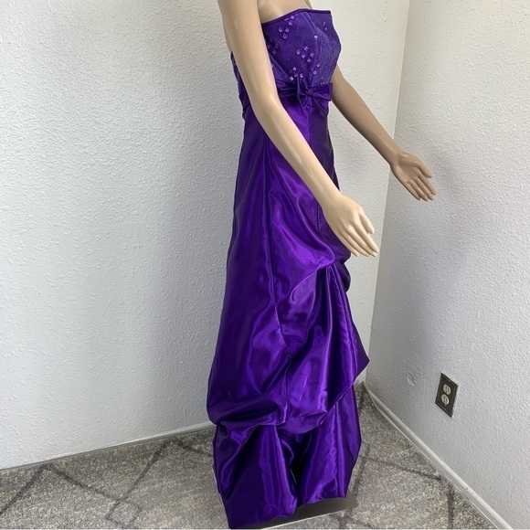Jessica McClintock/Gunne Sax Purple Bubble Hem Satin Gown Prom Whimsigoth fairy - Picture 2 of 15